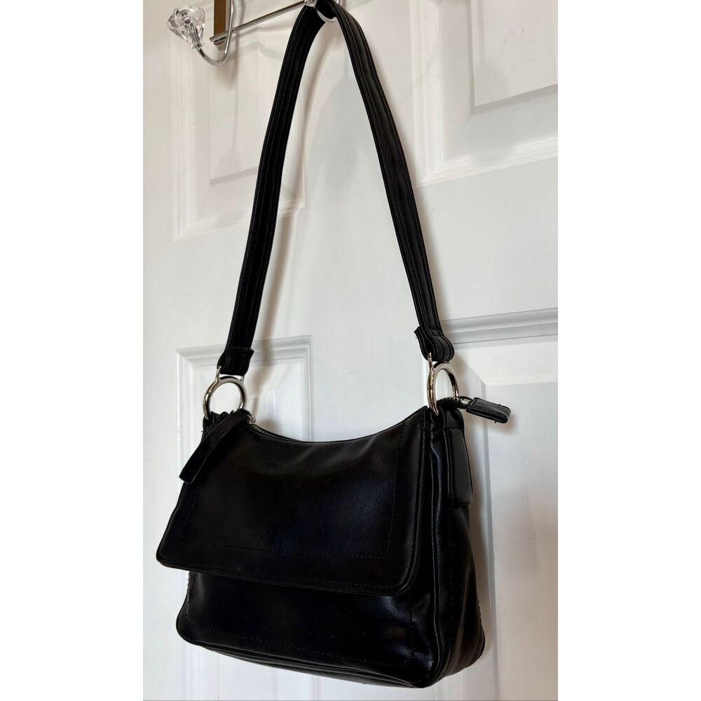 NINE WEST - Vintage-Style Shoulder Bag in Black Faux Leather. Perfect Condition - Picture 4 of 15